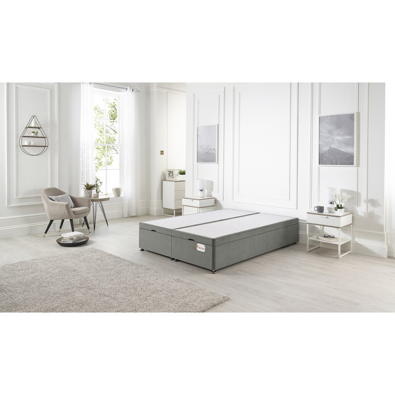 Orchid Divan Ottoman Bed Base End Opening Gas Lift Linen Fabric, Silver, Double (4'6)