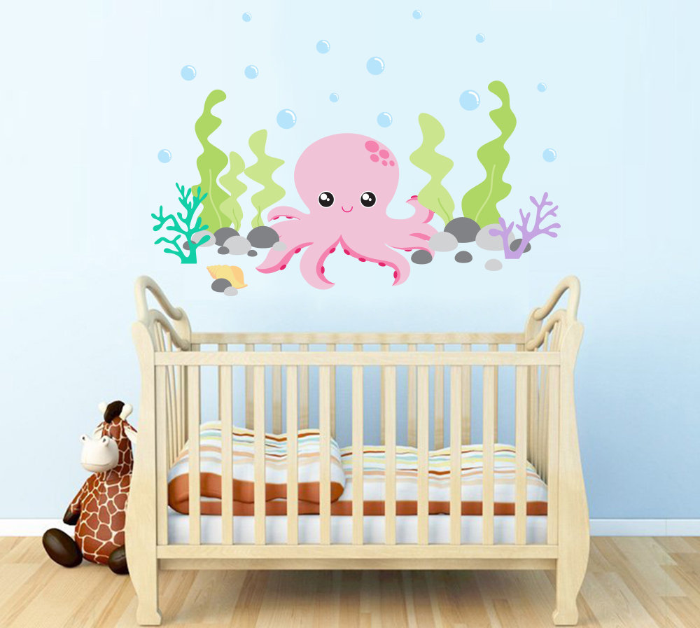 Octopus Under the Sea and ocean Reusable Wall Decal Wall Decal Source 