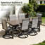 Ensemble de table et de chaises de jardin en teck grainé avec 4 chaises berçantes pivotantes en textilène-1546610643