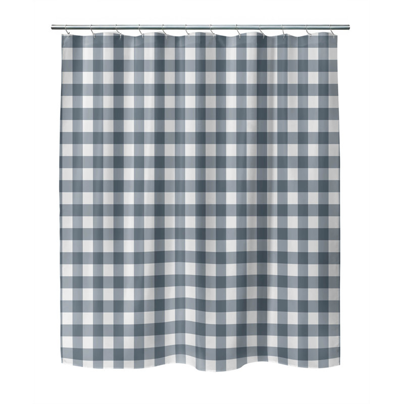 Proper Gingham Ultra-Thin Lightweight Shower Curtain, Blue