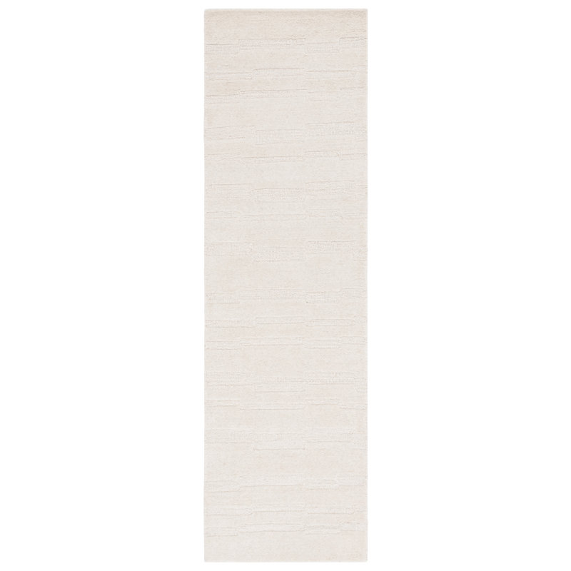 Elona Handmade Tufted Wool/Cotton Ivory Area Rug, Tapis de couloir 2 pi 3 po x 8 pi