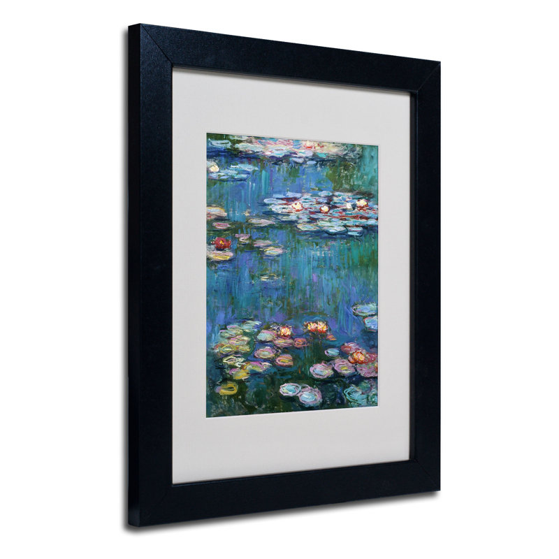 «Waterlilies Classic» par Claude Monet, reproduction d'art sur toile encadrée, H 20 po x l 16 po x P 0,5 po, Noir