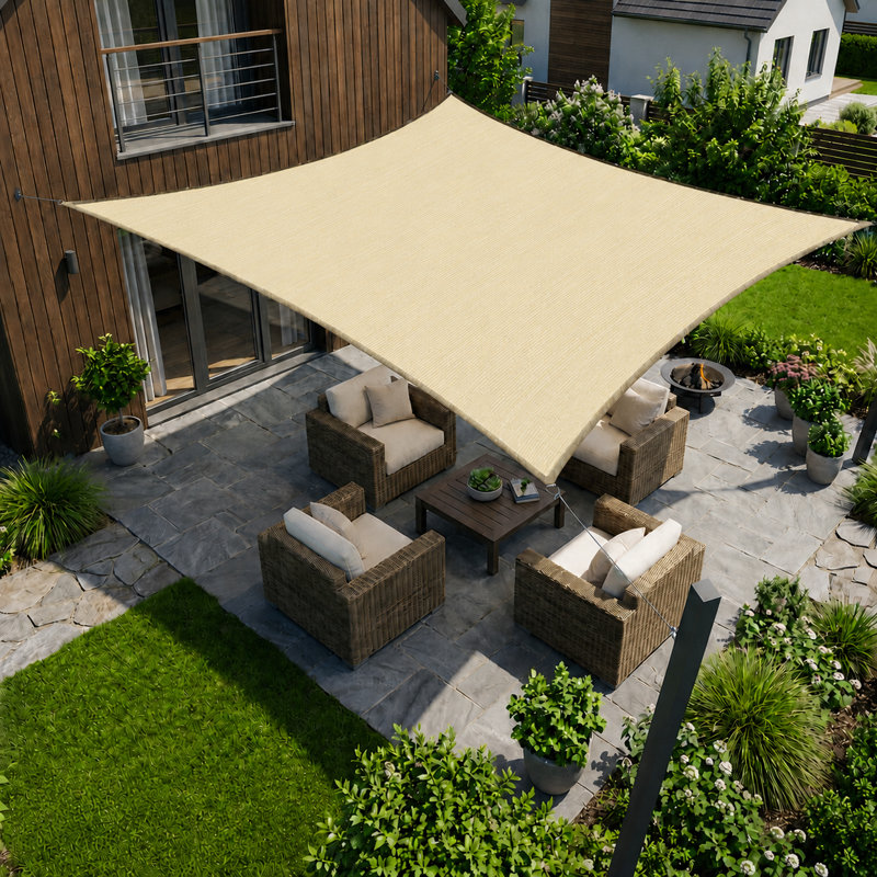 Voile d'ombrage carré Amgo, Beige, 16 pi x 16 pi