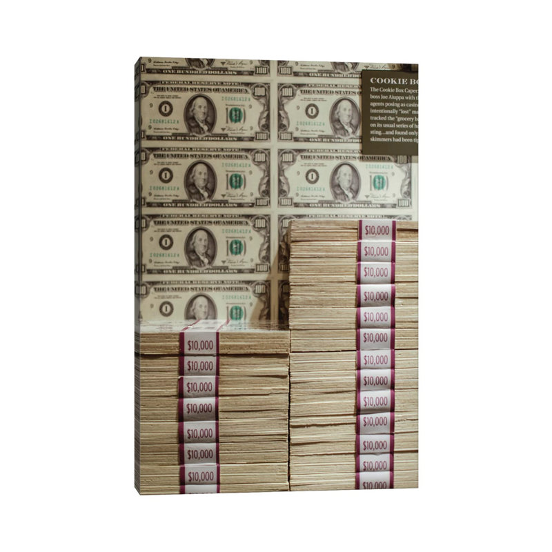 Prints of Money at the Mob Museum, Las Vegas, Nevada. USA 1 Piece Wrapped Canvas Wall Art, 45.72cm H x 30.48cm W x 1.905cm D