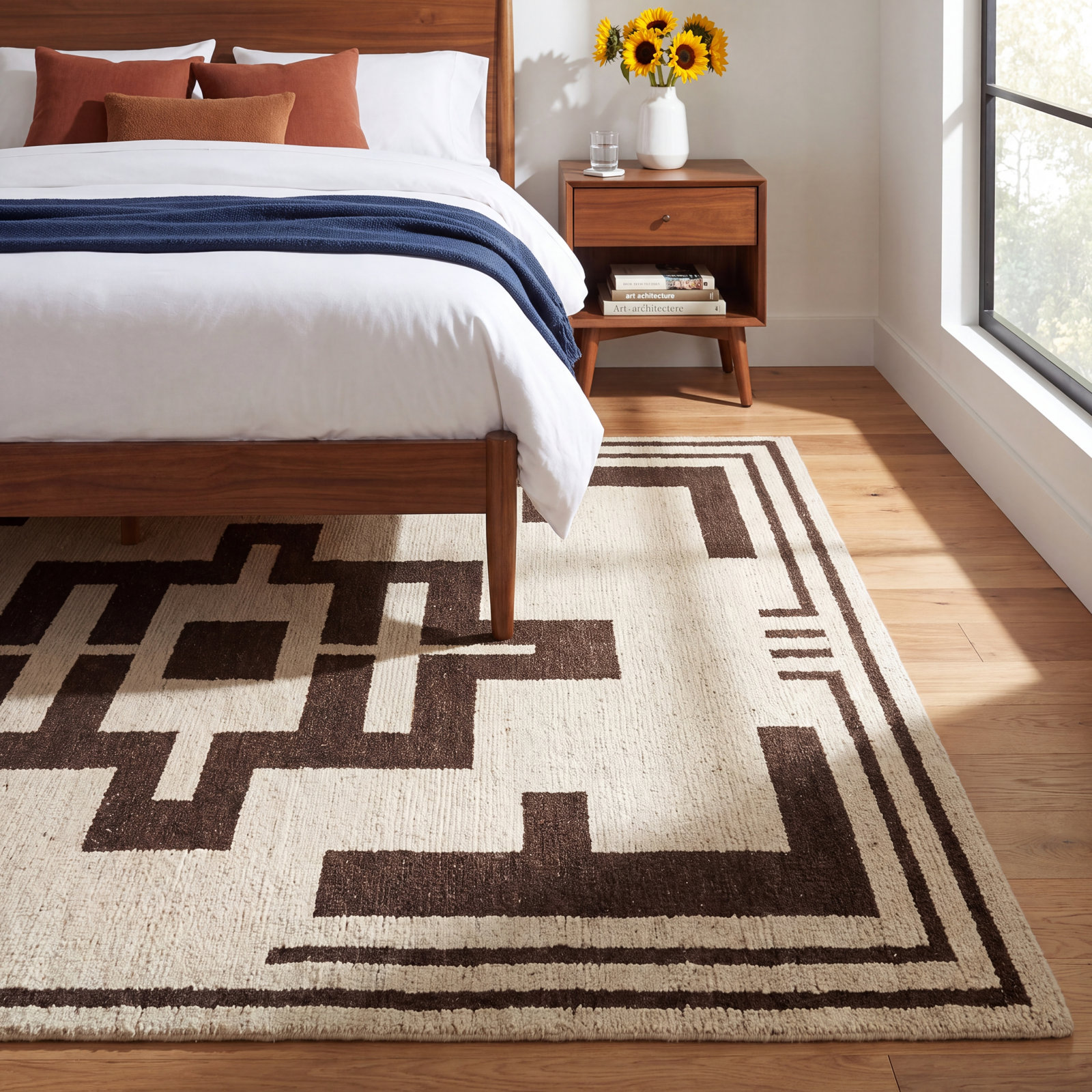 Theresa Brown Hand-Woven Geometric Wool Rug, 9' X 12'