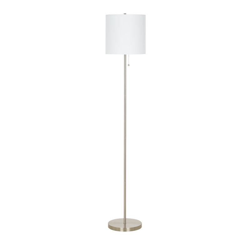 Panig 56.5" Traditional Stick Floor Lamp, Brushed Nickel/Clear, No