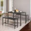 Andina Industrial Dining Table Set With 2 Benches