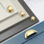 Satin Brass Cup Handle & Coordinating Knobs-126282154