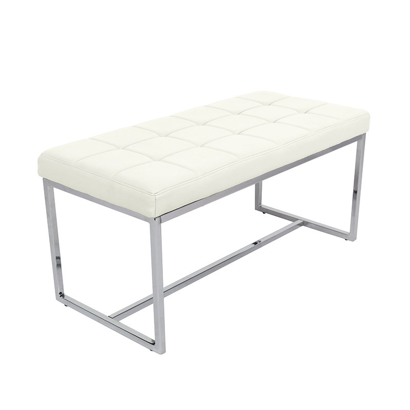 Loree Faux Leather Upholstered Bench, White
