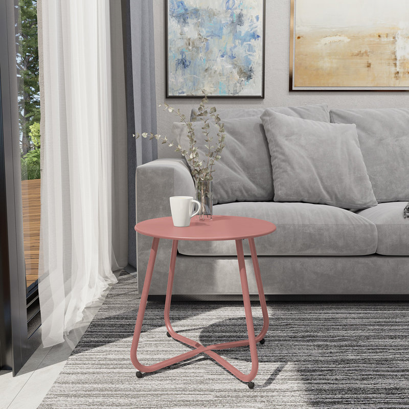 Table d'appoint en acier Ebern Designs, Rose