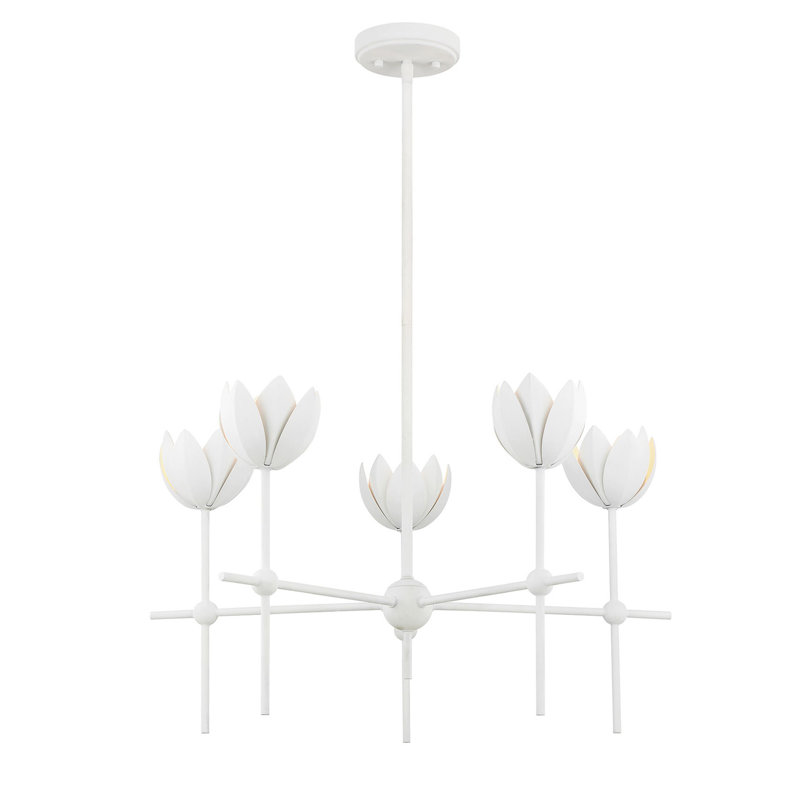 Meridian 5-Light Chandelier in Bisque White, Natural