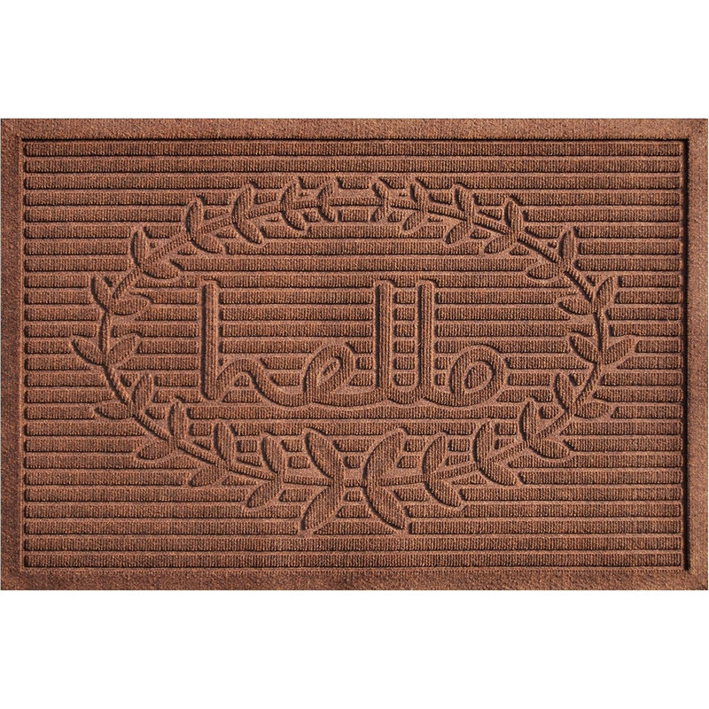 Tapis d'extérieur 24 po x 36 po rayé brun en polypropylène Hello