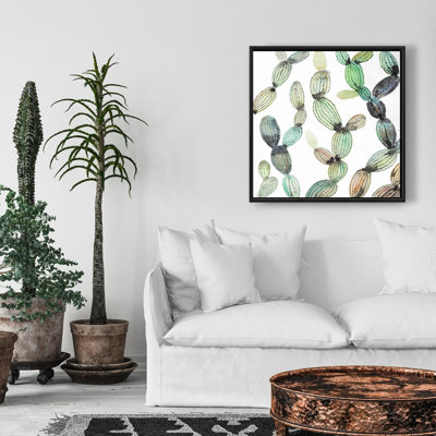 Toile botanique à motif de cactus | Décoration murale exotique pour chambre à coucher