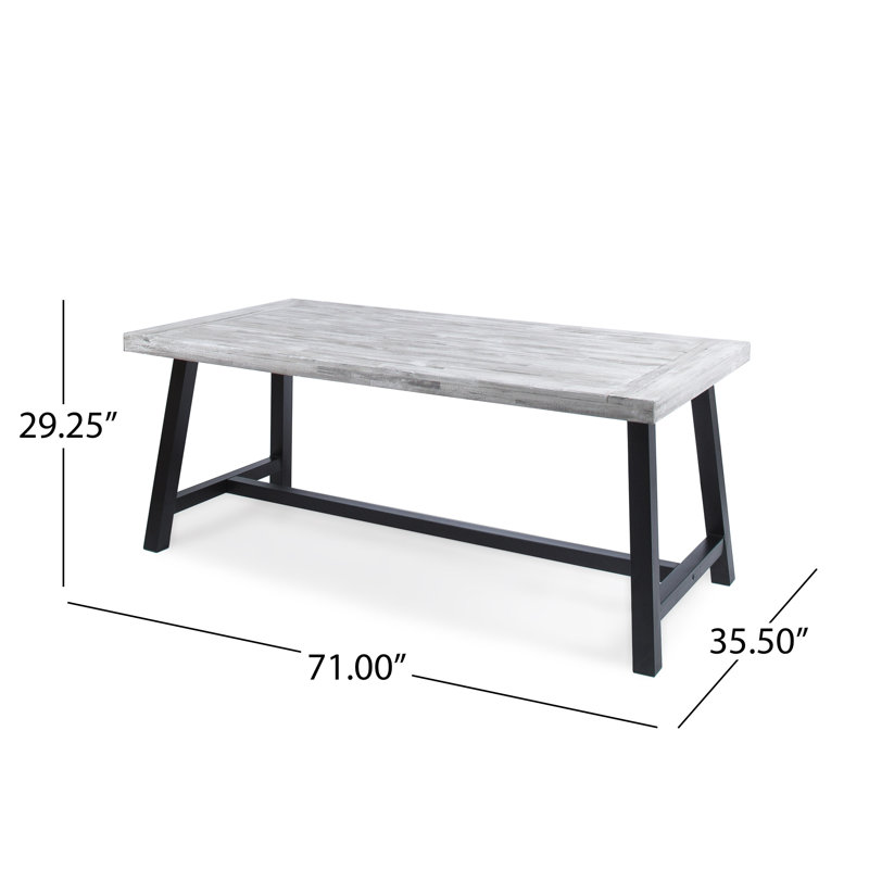 Eulene 4 - Person Acacia Wood Patio Dining Set with Rectangular Table, Sandblast Light Gray/Brown