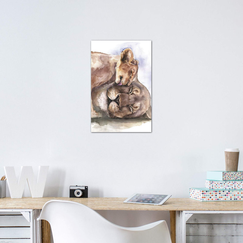 Happy Lions, art encadré, H 60 po x l 40po x P 1,5 po, Toile tendue