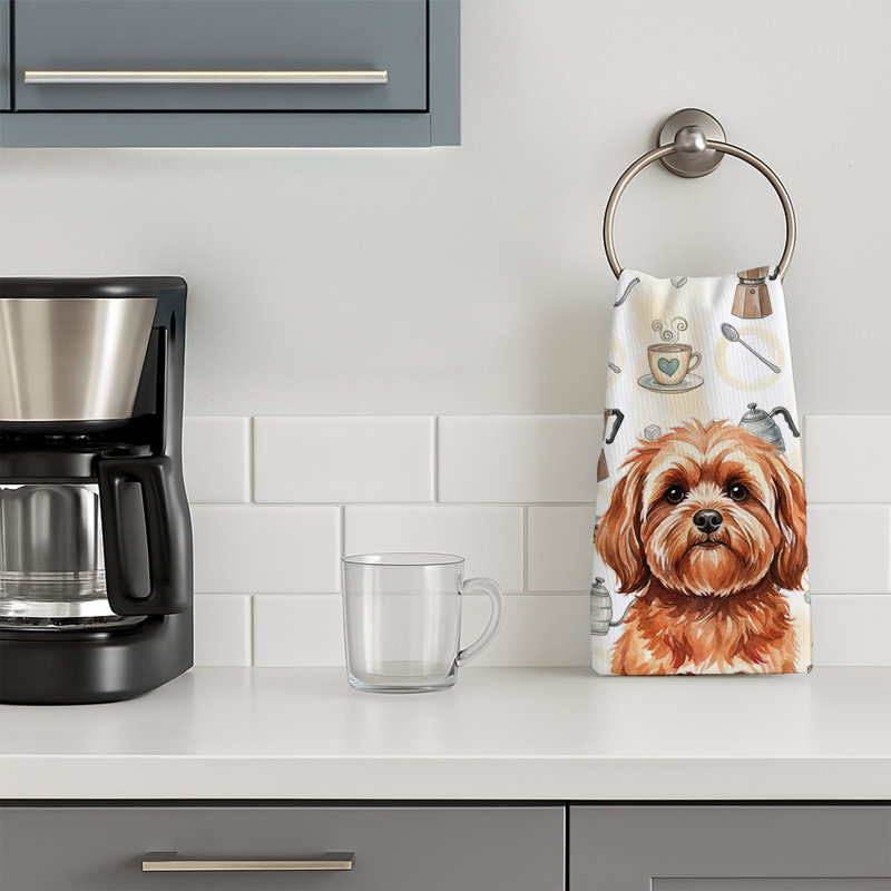 Serviette de cuisine Coffee Bar, Rouge Lhasa Apso