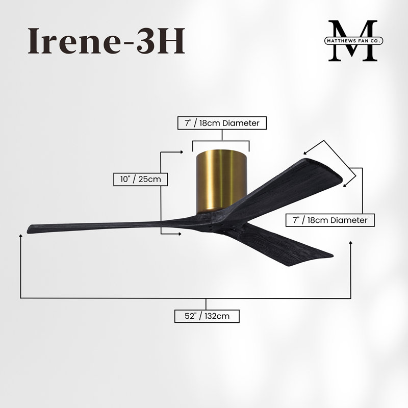 Irene Ceiling Fan, Brushed Brass, Matte Black, 52"