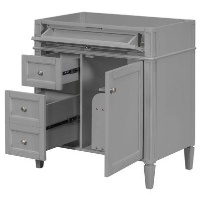 30'' Bathroom Vanity Without Top Sink, Modern Bathroom Storage Cabinet With 2 Drawers And A Tip-Out Drawer