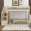 Lit superposé au sol avec escalier de rangement et garde-corps, lit superposé en bois pour enfants, adolescents, adultes-2128485040