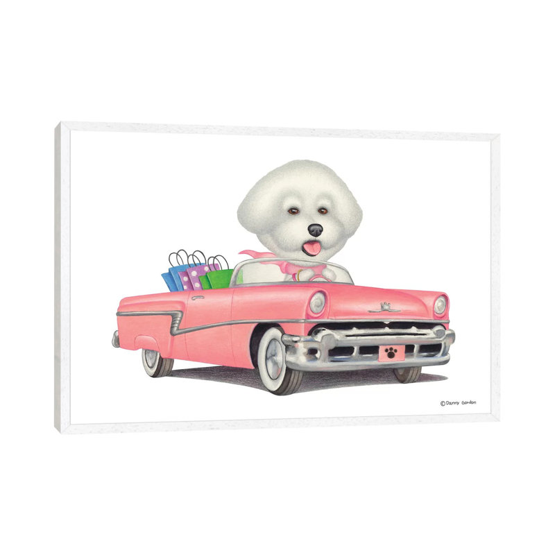 Bichon Frise - Print on Canvas, 66.04 cm H x 45.72 cm W, White Framed