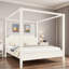 Lit plateforme à baldaquin en bois avec tête de lit élégante et pieds de soutien-487113280-487113281
