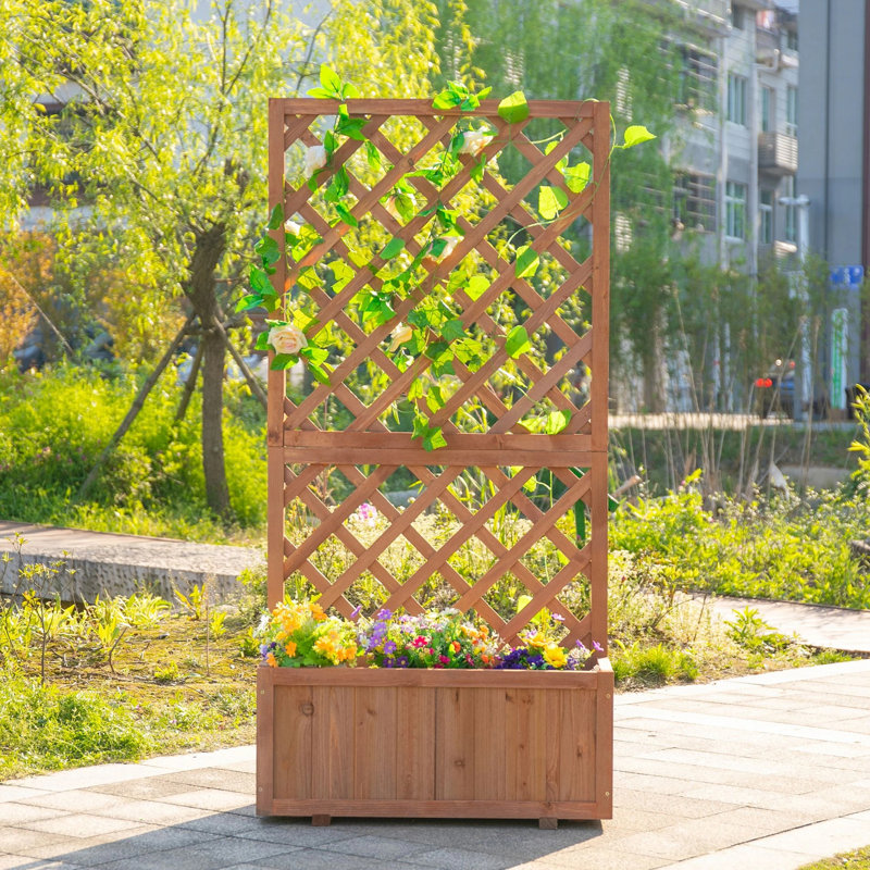 Brekin Wood Elevated Planter, Orange