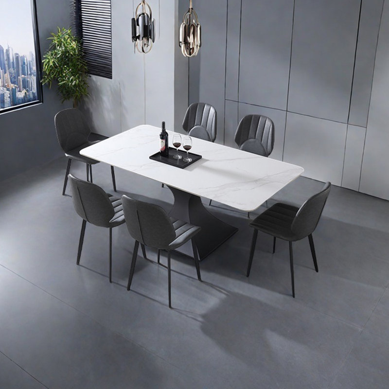 Ensemble de table de salle à manger de luxe léger et minimaliste, H 29,53 po x L 62,99 po x l 35,43 po