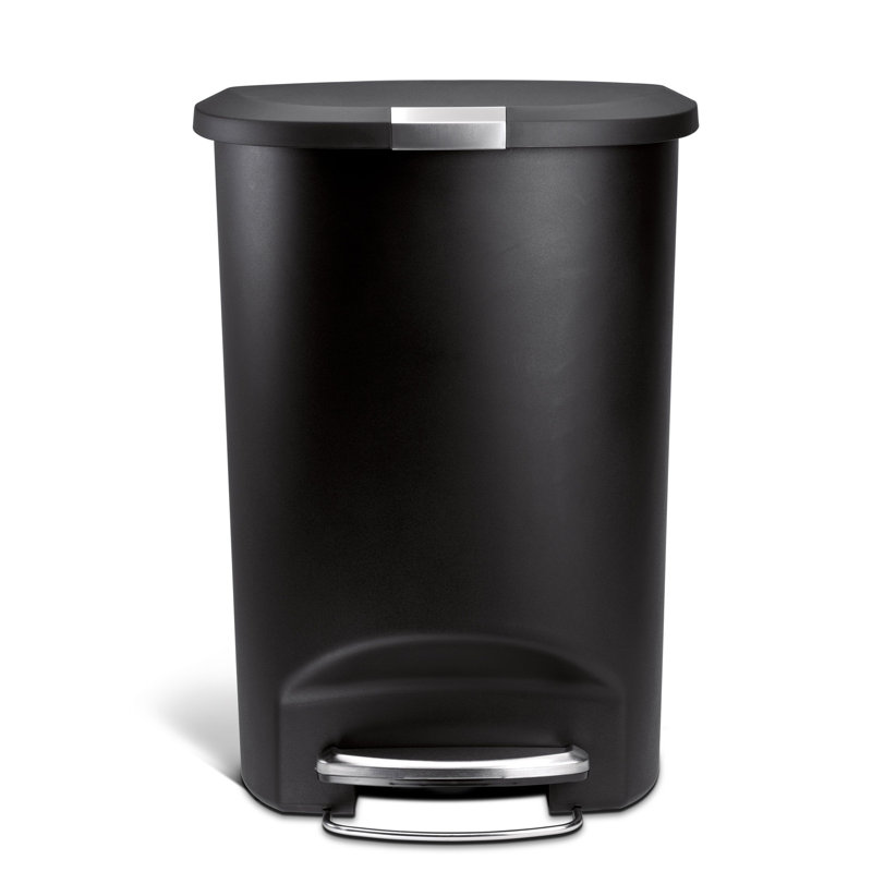 Simplehuman 50L Plastic Semi-Round Pedal Bin, Black