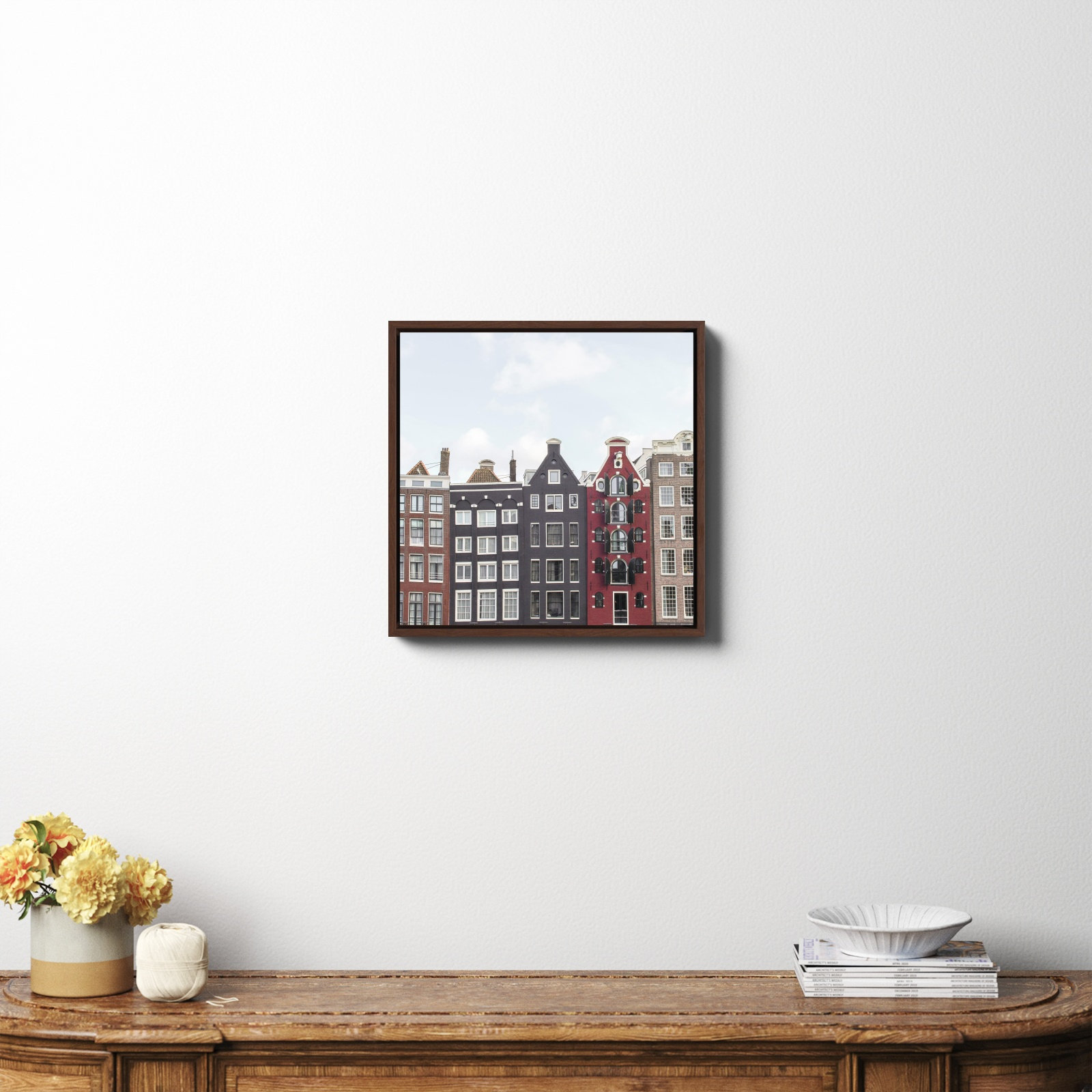 Typical Houses Of Amsterdam, No, Mahogany Framed Canvas, 20" H x 20" W x 2" D