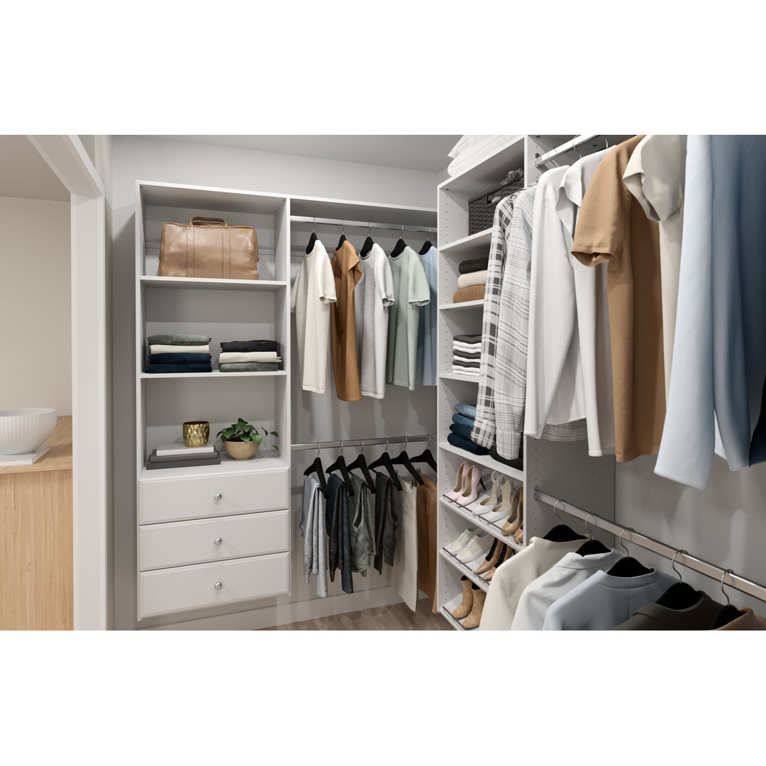 Liz 36 In. - 60 In. W Truffle Wood Closet System Dotted Line™