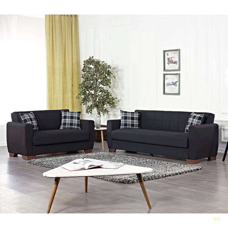 Causeuse convertible avec rangement Loveseat Sofa Collection, Noir