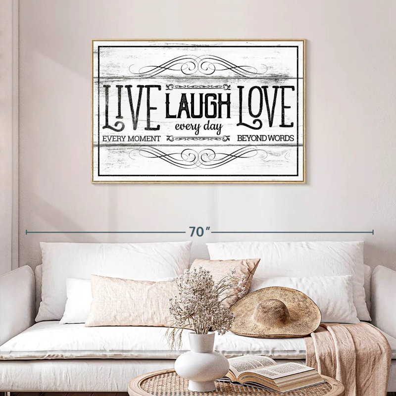 Live Laugh Love Everyday, Cadre flottant en bois naturel, 40 po x 27 po