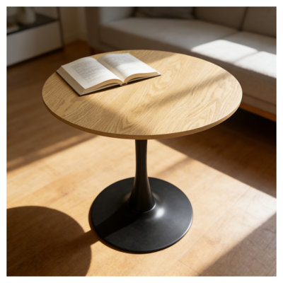 31.5" Modern Round Dining Table with Tulip Base - Natural Wood Finish Kitchen & Living Room Pedestal Table
