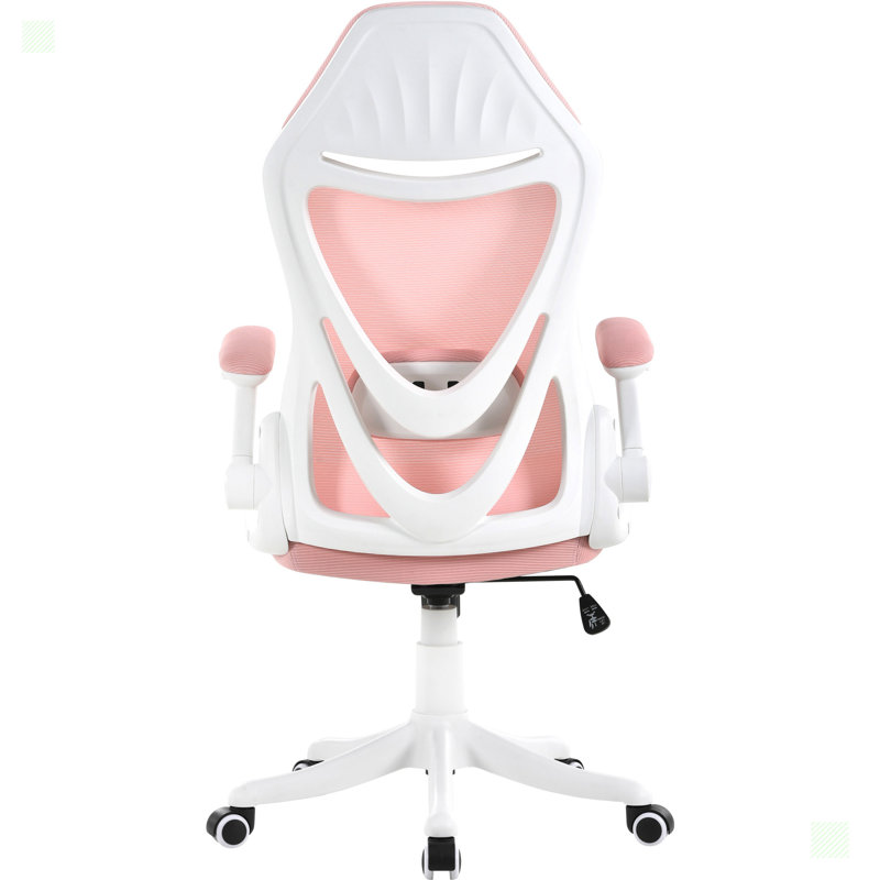 Chaise de bureau en filet Levarn, Rose, Blanc