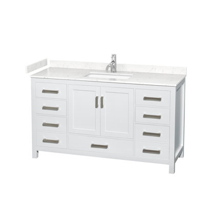 Meuble-lavabo simple autoportant 60 po avec plateau en marbre Sheffield