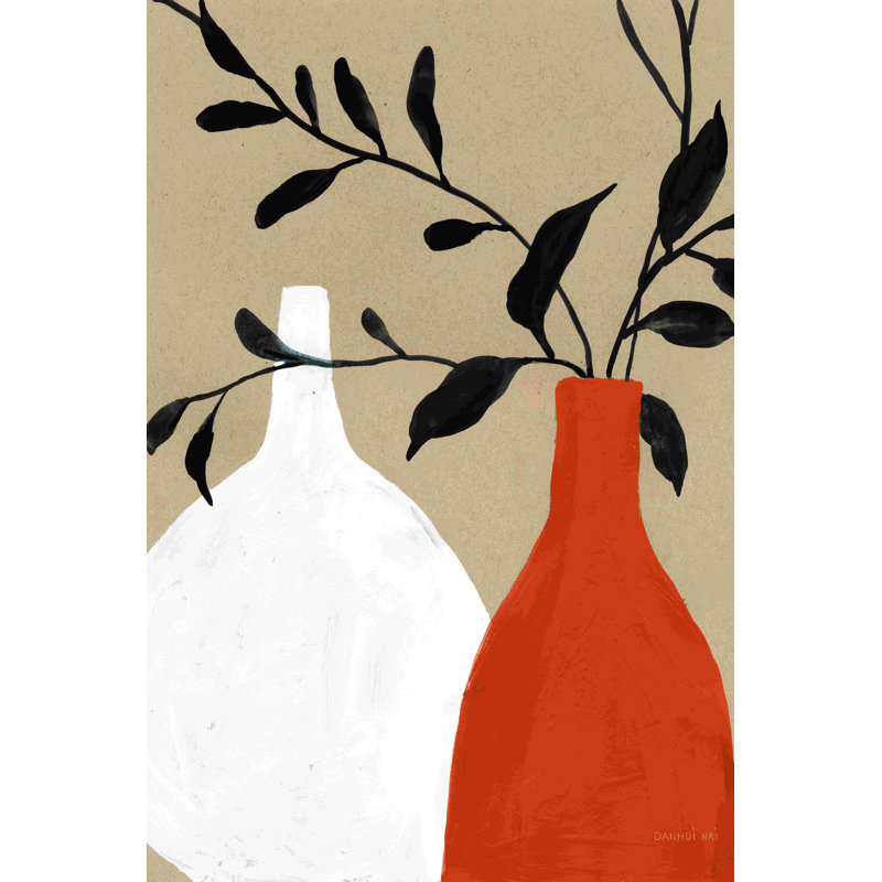 «Slender Stems II Terracotta Crop» par Danhui Nai, peinture, H 18 po x l 12 po, Toile tendue