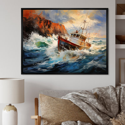 Tempête rêveuse de bateau de pêche - impression