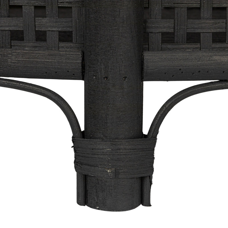 Round Bamboo and Rattan Accent Storage Table, Black