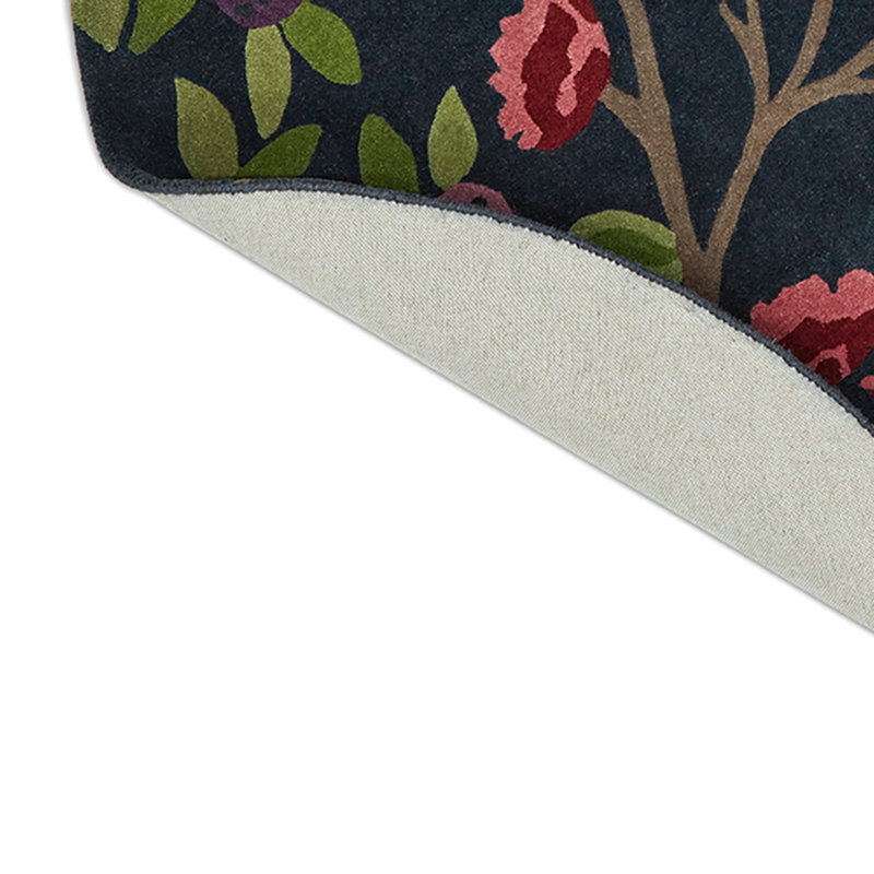 Wool Floral Area Rug, Round 4'11"