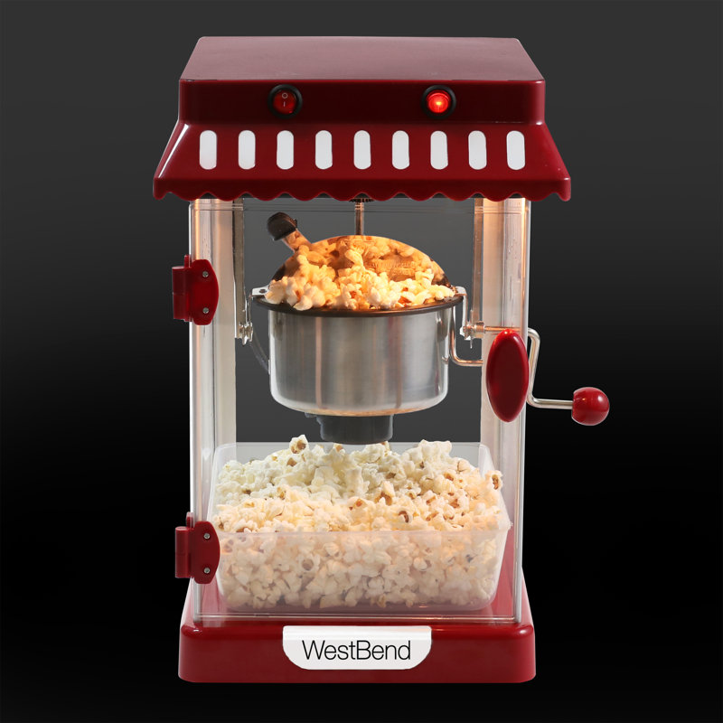 Vintage Red Stainless Steel Popcorn Machine with Cart