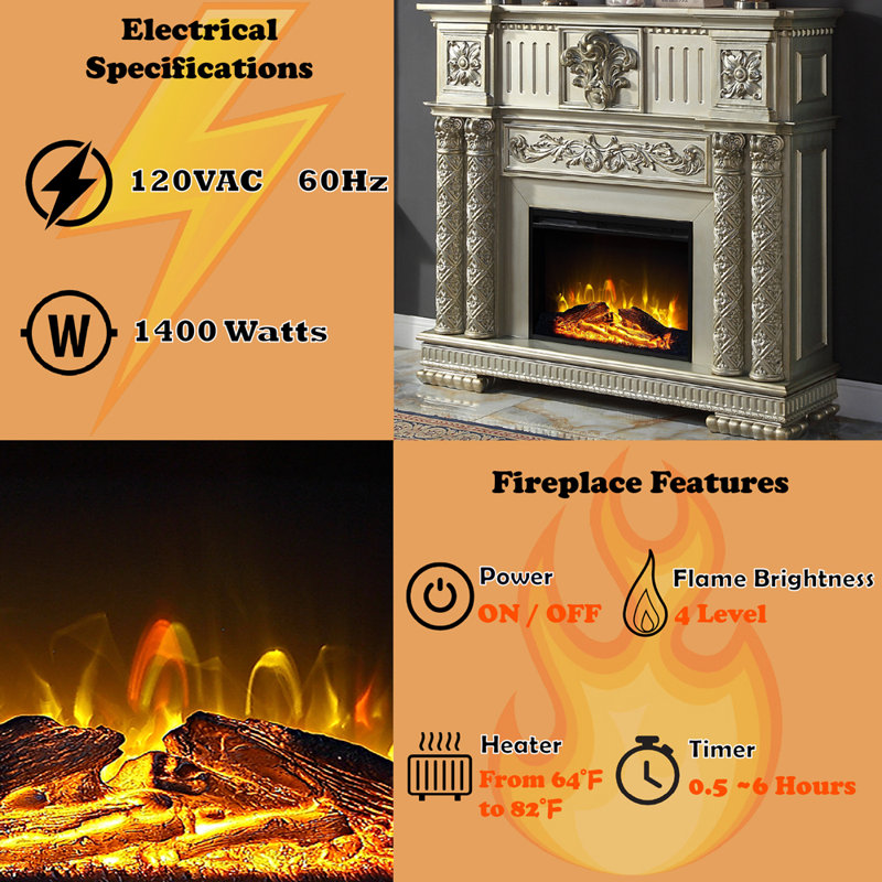 Vendome Fireplace, Gold Patina