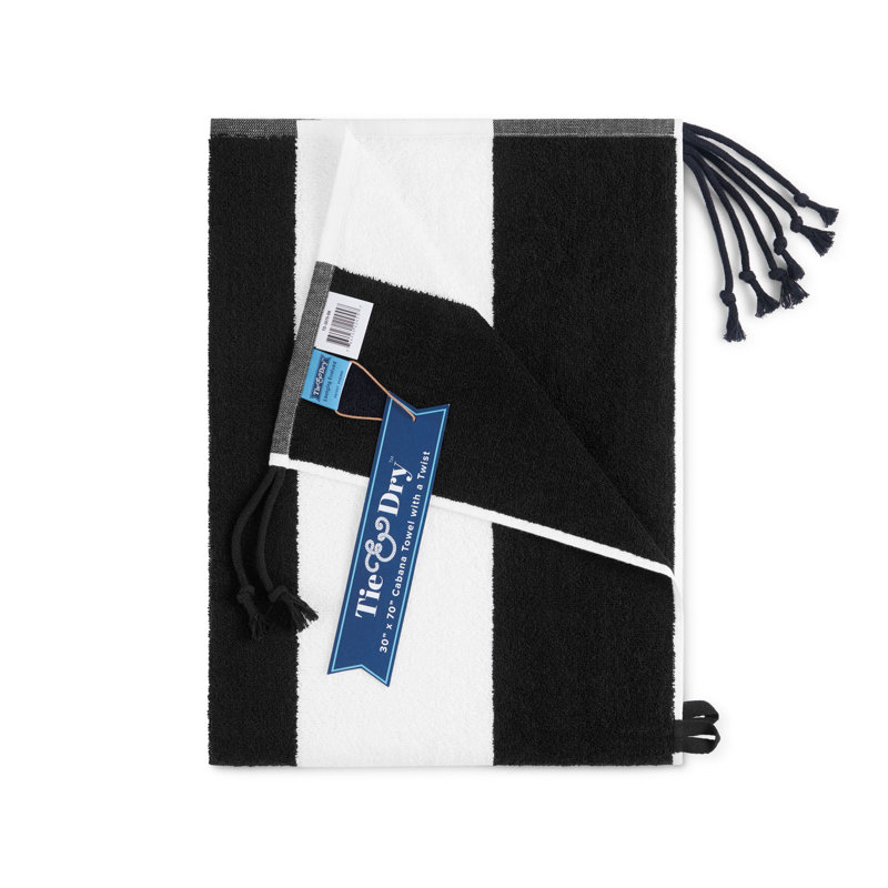 Serviette de plage Arkwright Tie & Dry (paquet de 2), 30 x 70, Noir, noir, noir, noir