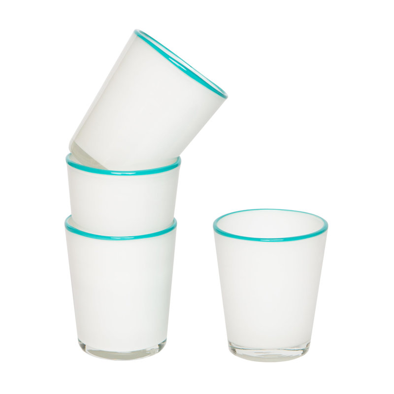 Summer Glass Drinking Glass, 9 oz., White/Blue