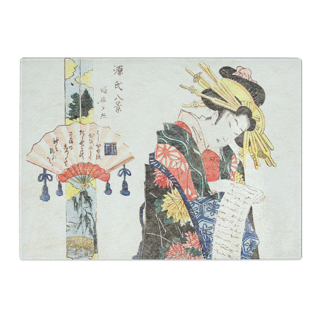 Tempered Glass Courtesan Aizome of the Ebiya by Kikukawa Eizan Chopping Board