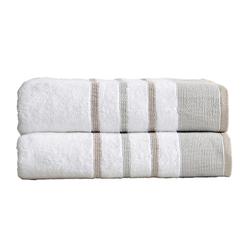 Coton décoratif de luxe Deanthony, Gris glacier / Cappuccino, Draps de bain - paquet de 2