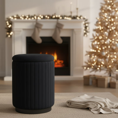 Round Ottoman Vanity Stool with Storage