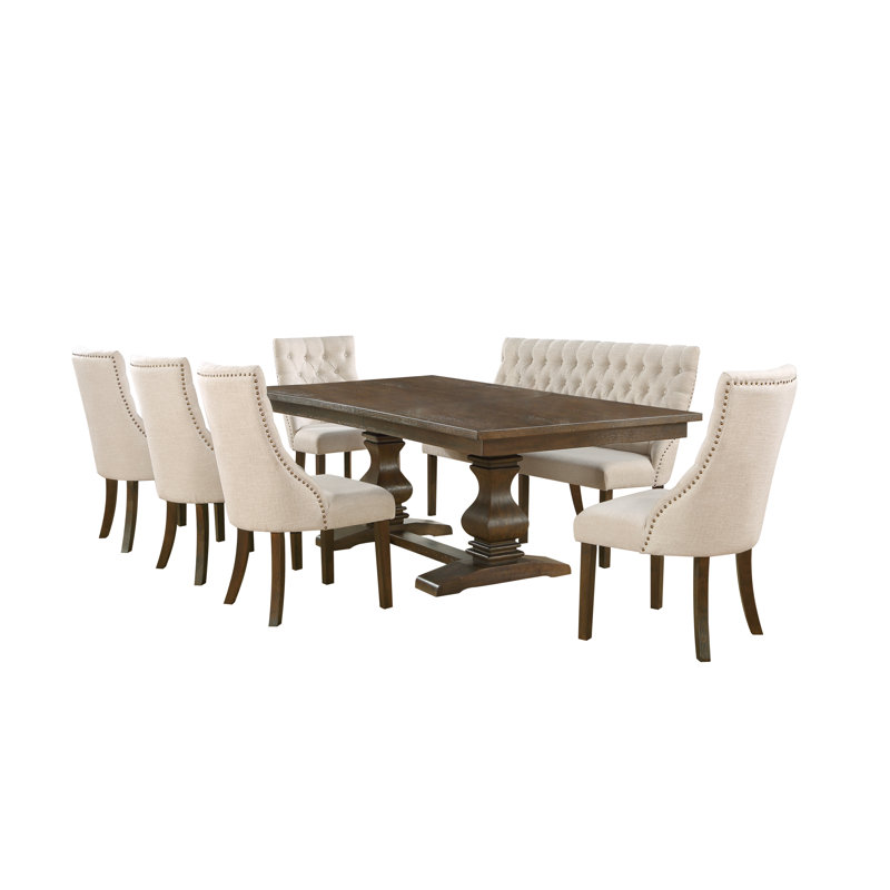 Rackley Extendable Trestle Dining Set, Beige