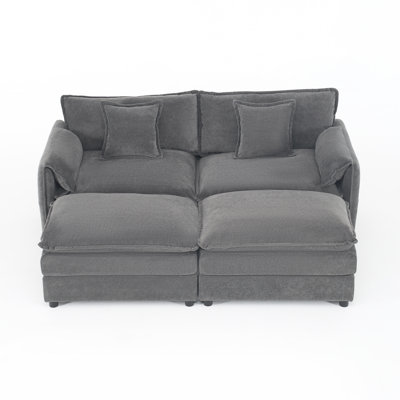 Deep Seat Modular Sectionals, Chenille Fabric, Modern Home Lounging, Grey