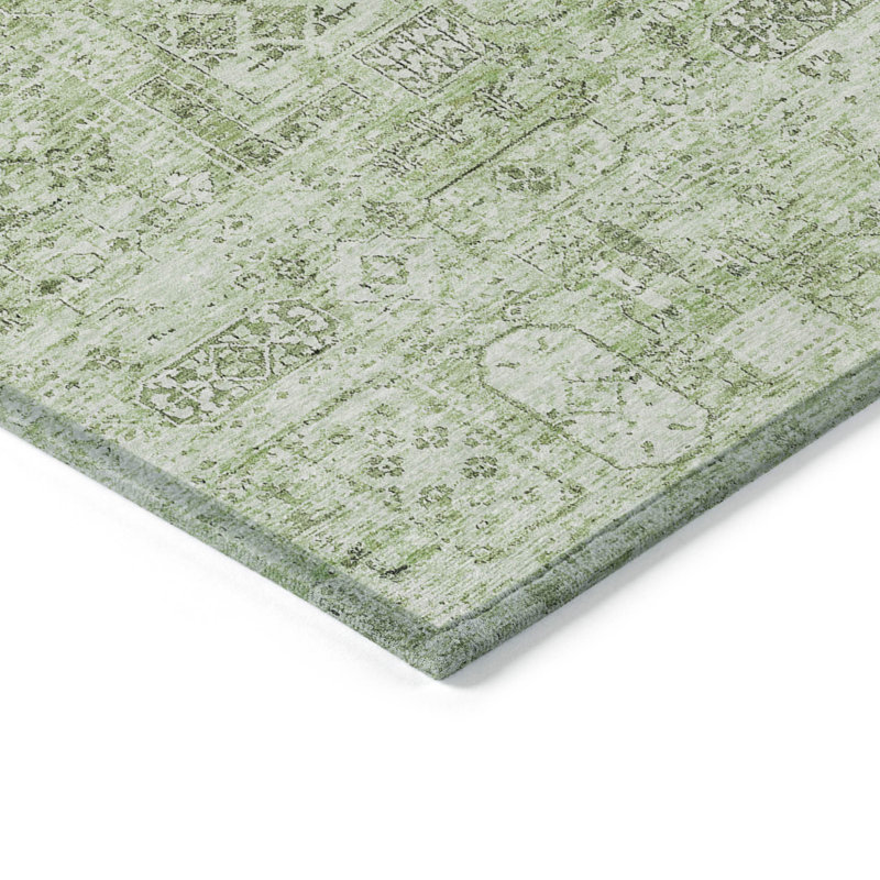 Tapis intérieur / extérieur lavable floral vert artichaut 5 pi x 8 pi HomeRoots