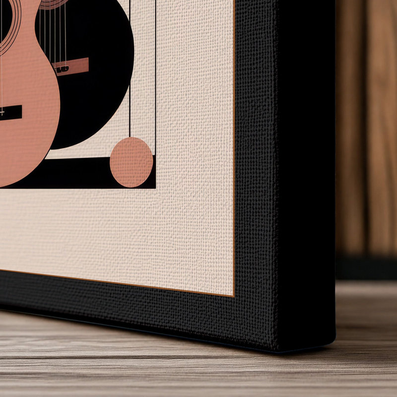 Guitar and Frequencies Modern 1 Piece Wrapped Canvas Wall Art, 30x20 - 76.2 x 50.8 cm, Black Border